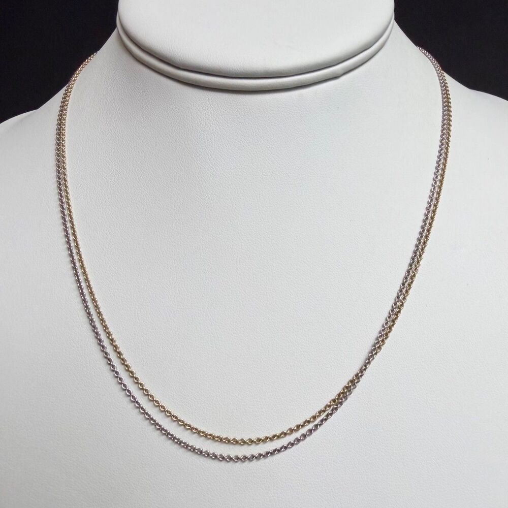 BREUNING 925 Sterling Silver & Gold Plated Cable Chain Necklace 18" Two-tone